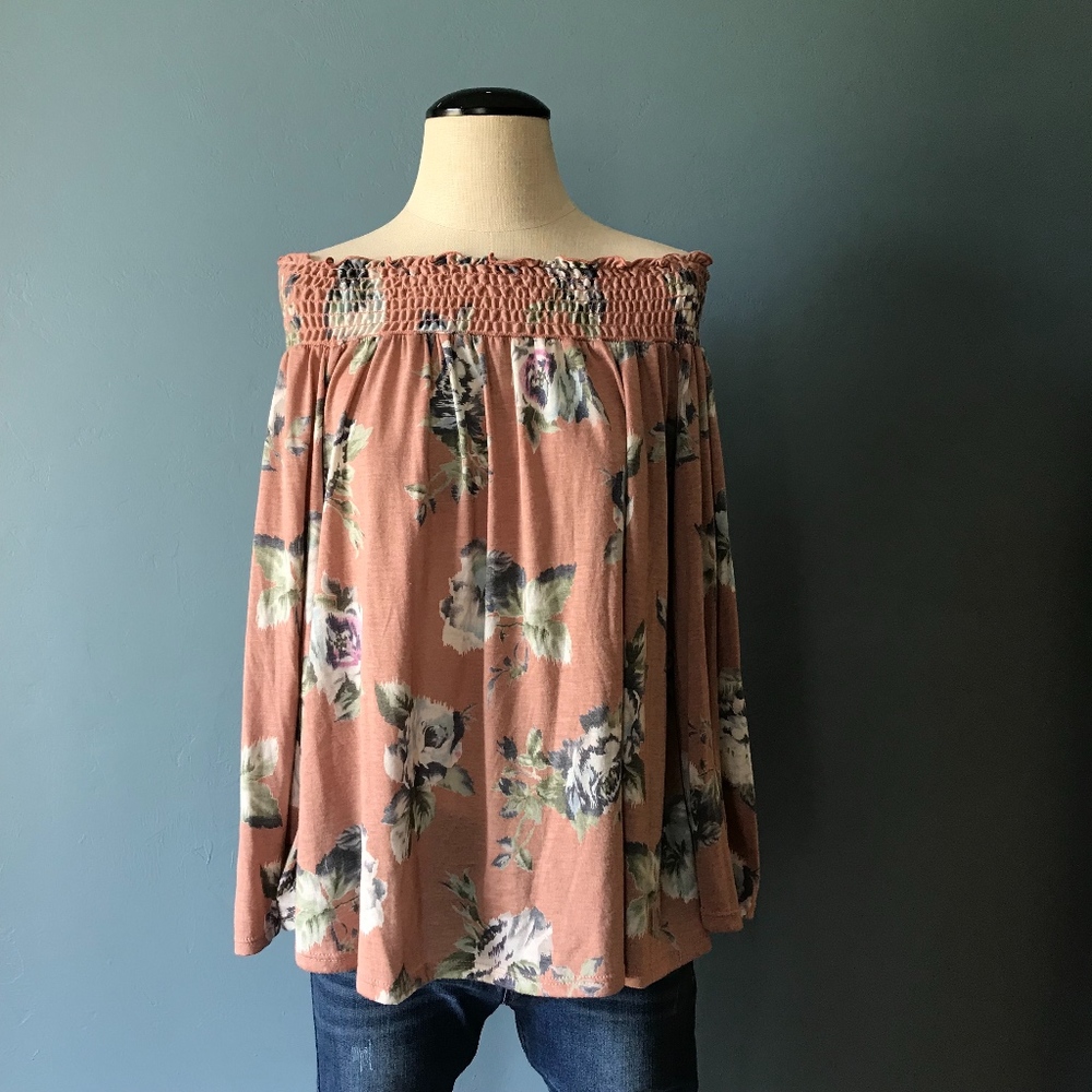 Anthropologie Mittoshop Floral Off-Shoulder Top